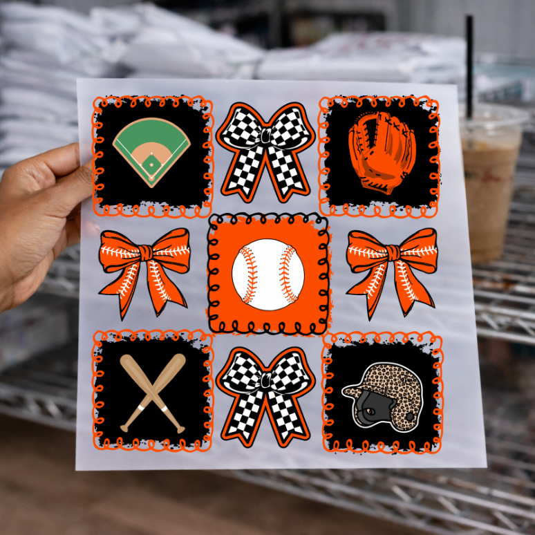 Orange And Black Baseball Collage-DTF Transfer