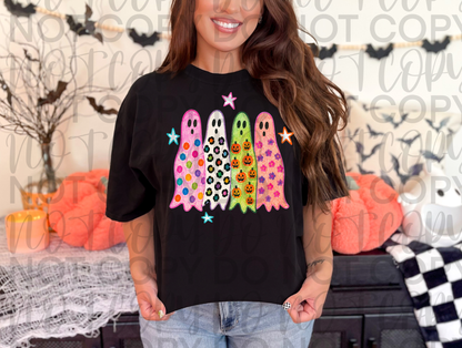 Preppy Ghost Halloween Colorful Leopard - DTF Transfer