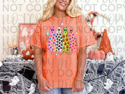 Preppy Ghost Halloween Colorful Leopard - DTF Transfer