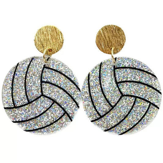 Glitter Volleyball Dangle Earrings