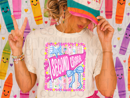 Retro Striped Floral Pennant Grade Graphic Tee