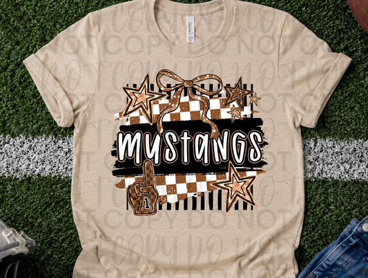 Mustangs Game Day Checkered Spirit Tee