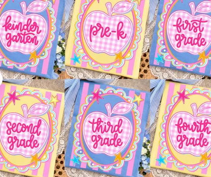 Preppy Teacher Apple Grade Level Graphic Tee