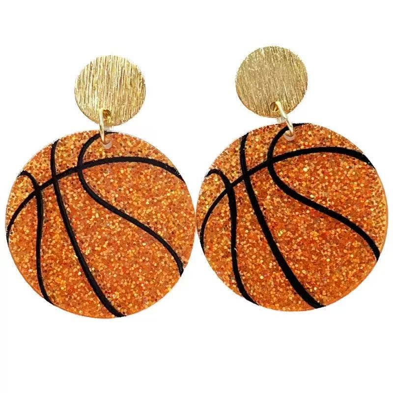 Glitter Basketball Earrings
